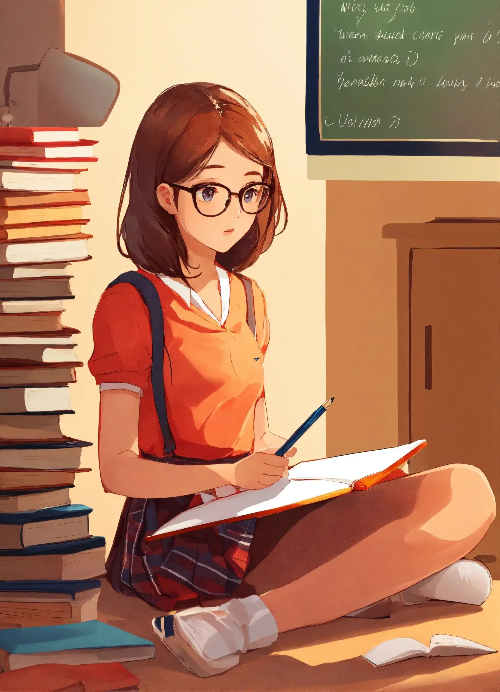 girl sitting and studying image